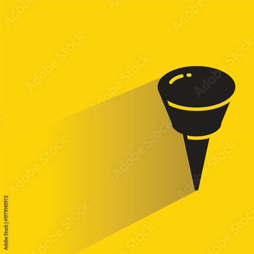 push pin and location marker icon with shadow yellow background