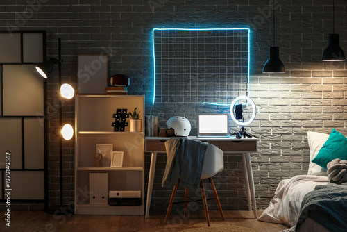Interior of dark teenager's...