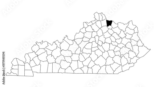 Photos Map of bracken County in Kentucky state on white background