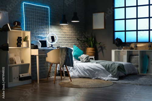 Interior of dark teenager's...