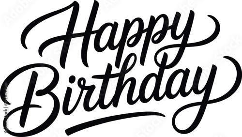 A sleek black hand-lettered text wishing a very happy birthday.