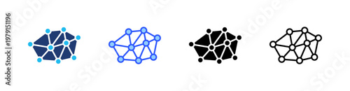 Neural Networks Multiple Style Icon Set Collection Pack Web Banner Vector 