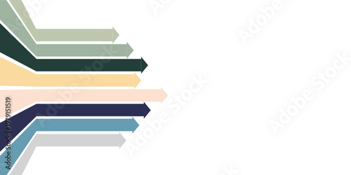 Tableau sur toile Abstract colorful arrows pointing right on a white background.