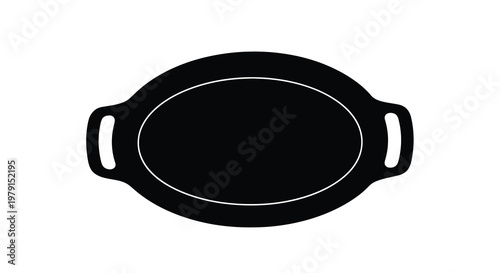 Black oval platter with handles a simple graphic silhouette