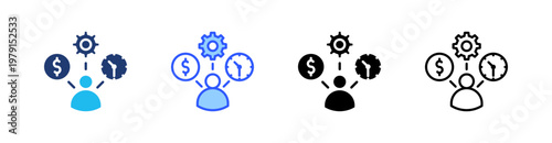 Resource Allocation Multiple Style Icon Set Collection Pack Web Banner Vector 