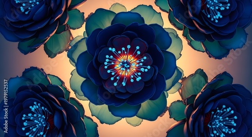 Abstract Floral Design with Glowing Center