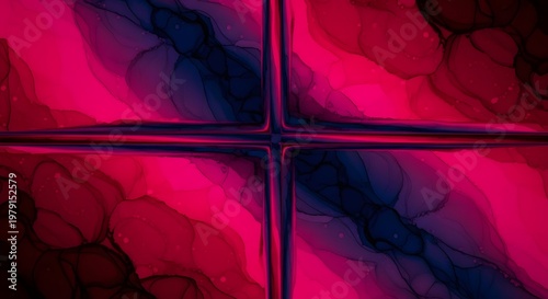 Abstract Fluid Art Background in Vibrant Pink and Blue Tones