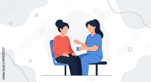 Nurse giving injection to patient, vaccination, medical care, healthcare concept