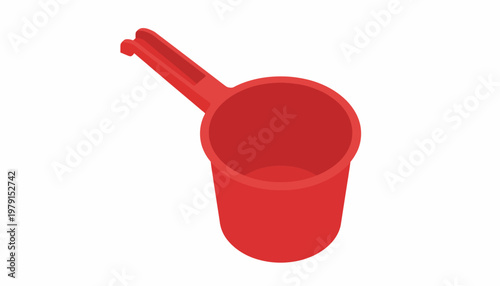 Red Plastic Water Ladle with Handle for Scooping Water