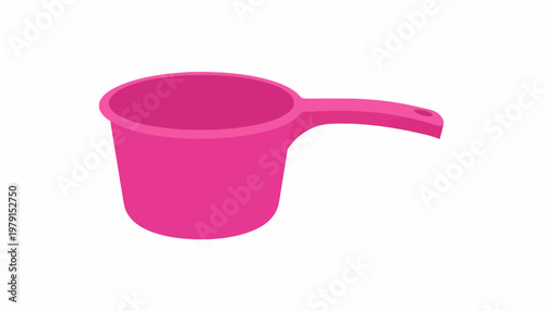 A Bright Pink Water Ladle With A Curved Handle, Perfect For Scooping And Pouring Liquids
