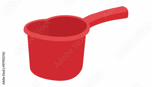 Red heart-shaped ladle for scooping water or other liquids in a cartoonish style