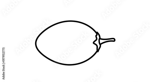 Simple line drawing of an eggplant on a white background.