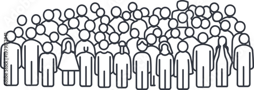 A diverse group of people standing together in a line representing unity and community.