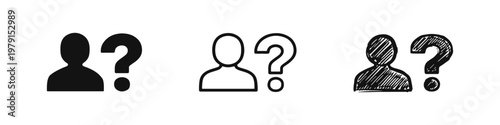 Anonymous User and Information Query Icon Set: Person Profile with Question Mark Symbol
