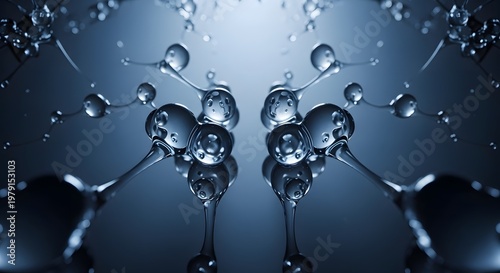 Abstract Molecule Structure in Blue, Scientific Background