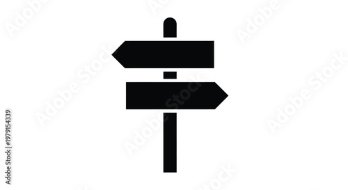 Black signpost with multiple directions simple graphic silhouette