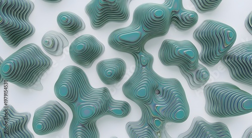 Abstract 3D Organic Shapes on White Background