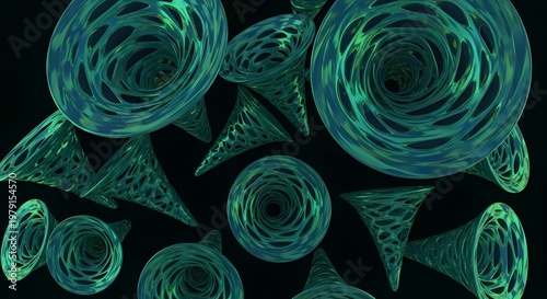 Abstract 3D Render of Geometric Shapes, Futuristic Design