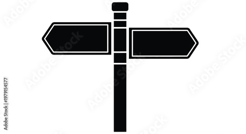 Black signpost with two arrows pointing different ways silhouette