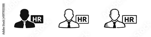 Human Resources HR Manager Icon Set, Business Person Glyph Bundle, HR Department Staff Recruitment Pictogram Collection