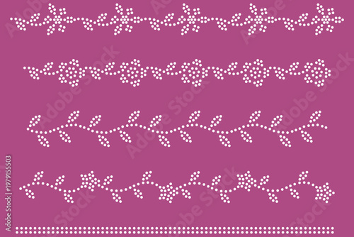 Rhinestone Decorative Border Set, Crystal Floral Line Patterns for Saree Border and Fabric Design