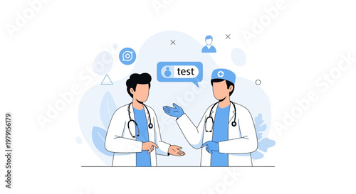 Two doctors discussing medical test results in a modern clinic setting