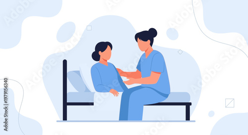 Nurse Caring for Patient in Hospital Bed: Healthcare and Medical Assistance