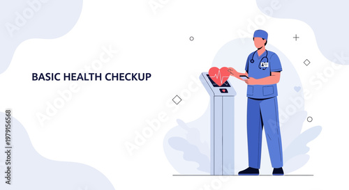 Doctor Performing Basic Health Checkup with Heart Monitor and EKG