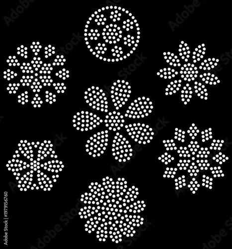 Foto Rhinestone Floral Mandala Set, Crystal Round Flower Patterns for Premium Garment