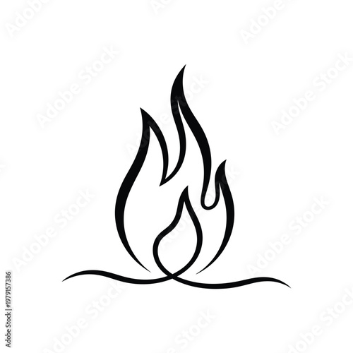 A stylized illustration of flickering flames rising high.