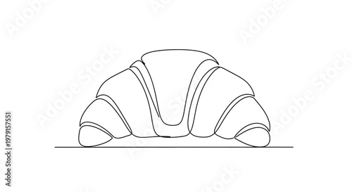 Minimalist single line drawing of a croissant on a white background.