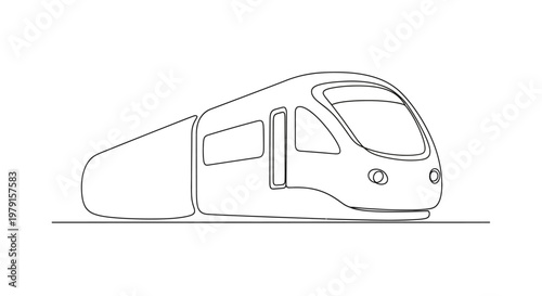 Modern Train, High-Speed Rail, Futuristic Transportation, Continuous Line Drawing
