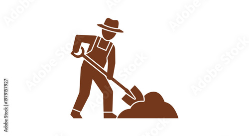 Man digging with shovel outdoors.
