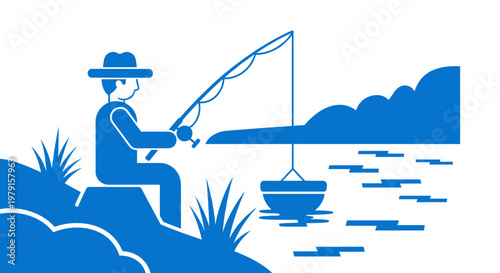 Man fishing on the water.