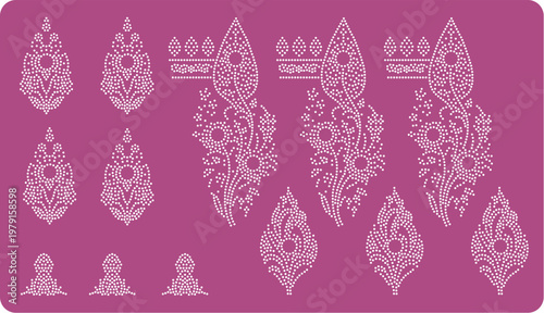 Rhinestone Decorative Motif Collection, Crystal Ethnic Design Set for Garment and Heat Transfer