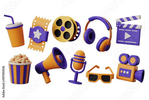 Assorted colorful party favors and snacks arranged together Vector