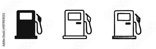 Fuel Pump Icon Collection. Gas Dispenser Vector Symbols. Petrol Station Sign Set for Automotive and Energy Concepts.