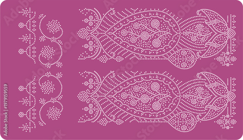 Rhinestone Traditional Border Set, Crystal Ethnic Motifs for Saree and Kurti Decoration