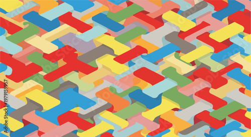 Colorful Interlocking Puzzle Pieces Closeup.