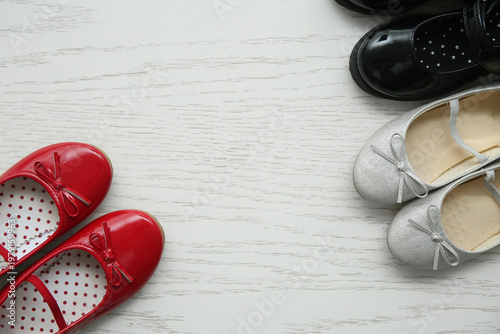 Different girl's shoes on w...