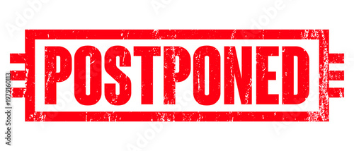 Postponed square grungy vintage rubber stamp