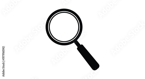 A black magnifying glass icon presented as a clean silhouette