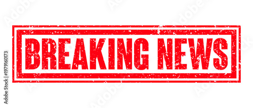 Breaking news square grungy vintage rubber stamp