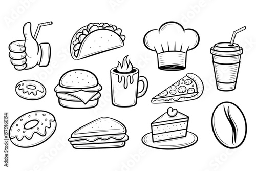 Assorted vintage-style kitchen and dining utensils and dishes collection Vector