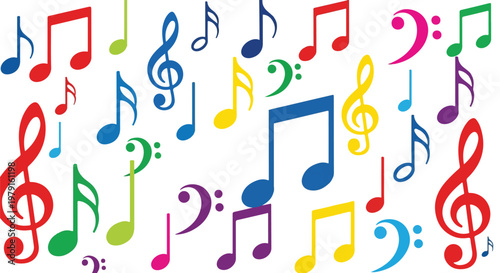 Colorful Musical Notes Pattern Design Element.