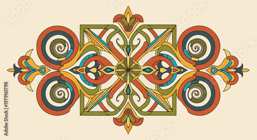 Colorful ornamental design element pattern.