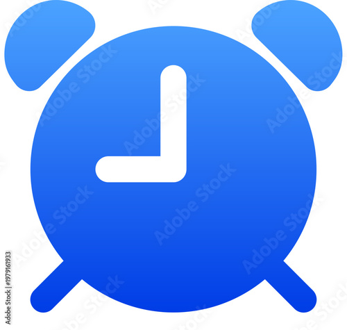 Solid blue alarm clock icon for notification and time management design