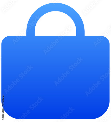 Minimalist blue shopping bag icon for retail store and e-commerce app