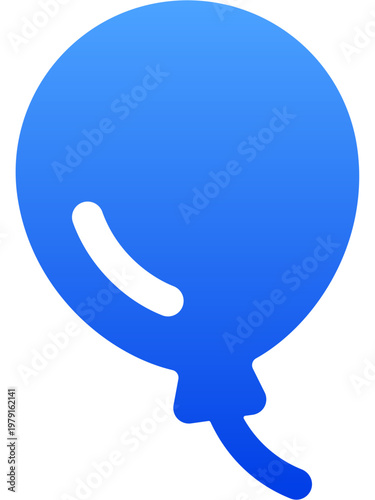 Solid blue balloon icon for party celebration and birthday event design