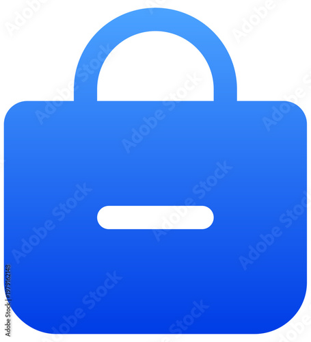 Blue shopping bag icon with minus sign to remove product from cart